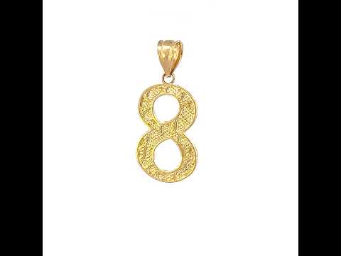 10K Yellow Gold Unisex Number 8 Nugget Charm Pendant