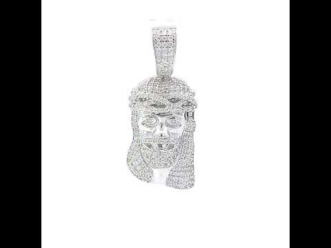 925 Sterling Silver Mens CZ Jesus Religious Charm Pendant