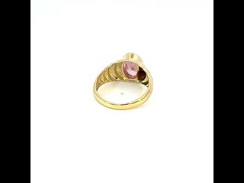 10K Yellow Gold Baby Pink Oval Cubic-Zirconia Oval Head Fashion Ring