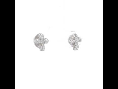 925 Sterling Silver Womens Moissanite Cross Religious Stud Earrings