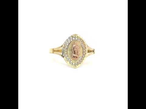 10K Tri-Color Gold Women Guadalupe Religious Ring