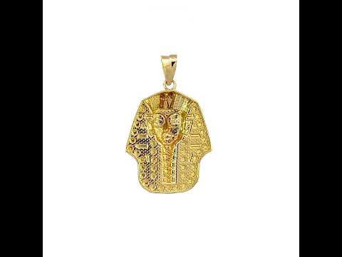 10K Yellow Gold Mens Pharaoh Egyptian Charm Pendant