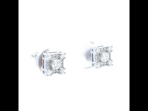 925 Sterling Silver Womens 0.42ct Moissanite Square Fashion Stud Earrings
