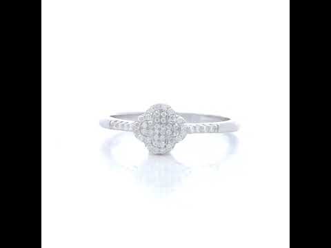 925 Sterling Silver Womens 0.23ct Moissanite Clover Good Luck Ring Size 10