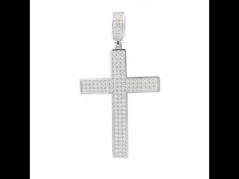 925 Sterling Silver Mens 1.81ct Moissanite Cross Religious Charm Pendant