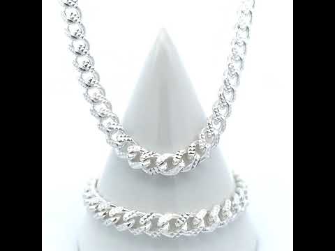 925 Silver Solid Miami Cuban Pyramid Chain Silver 8.4-20"