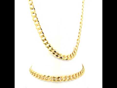 925 Silver Solid Super Flat Cuban Chain Yellow 5.2mm-8