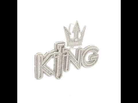 925 Sterling Silver Mens Round Baguette 5.15ct, 6.91ct Moissanite Crowned KING Talking Fashion Pendant