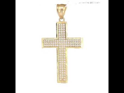 10K Yellow Gold Unisex Cubic-Zirconia Cross Polished Finish Latin Religious Charm Pendant
