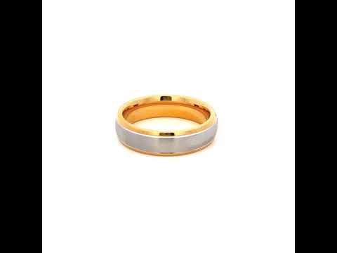 Stainless Steel Mens Two-Tone Brushed Center Dome Size-11 Comfort-Fit Fashion Band Ring