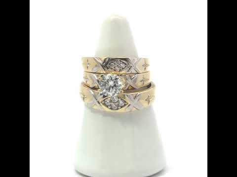 10K Two-tone Gold Cubic-Zirconia His & Hers Trio Ring Set