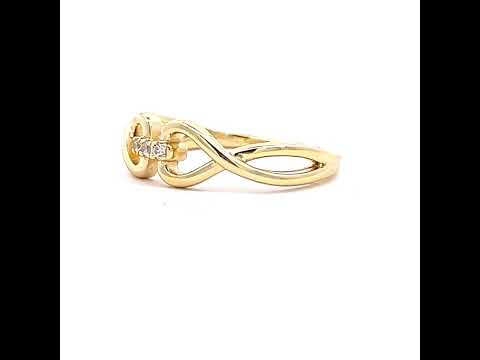 925 Sterling Silver Yellow-tone Womens Cubic-Zirconia Infinity Ring