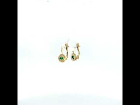 10K Yellow Gold Womens Green White Cubic-Zirconia Fashion Latch Back Earrings