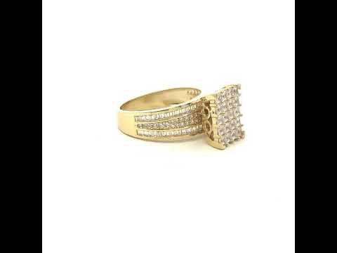 10K Yellow Gold Mens Princess-cut Baguette Cubic-Zirconia Square Head Pinky Ring