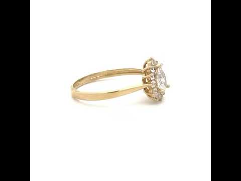 10K Yellow Gold Womens Round Pear Cubic-Zirconia Fashion Ring