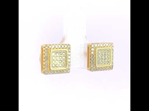 925 Sterling Silver Yellow-tone Womens Round Princess-Cut Moissanite 0.62ct Square Fashion Stud Earrings