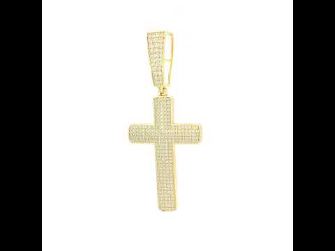 925 Sterling Silver Yellow-tone Mens 1.26ct Moissanite Cross Religious Charm Pendant