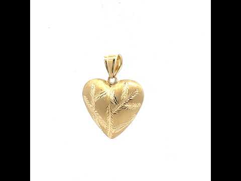 10K Yellow Gold Womens Puffed Heart Charm Pendant