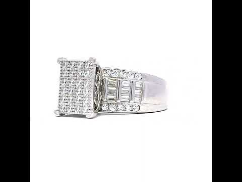 925 Sterling Silver Mens Round Baguette 0.71ct, 0.47ct Moissanite Fashion Ring Size 8