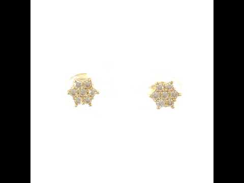 10K Yellow Gold Womens Cubic-Zirconia Flower Fashion Stud Earrings