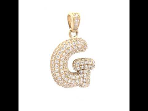 10K Yellow Gold Unisex Cubic Zirconia Bubble Initial Letter G Charm Pendant