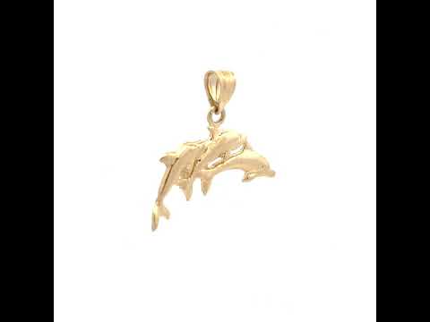 10K Yellow Gold Womens Three Animal Charm Pendant