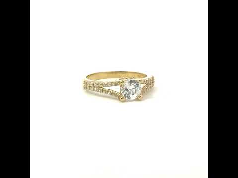 10K Yellow Gold Womens Cubic-Zirconia Engagement Ring