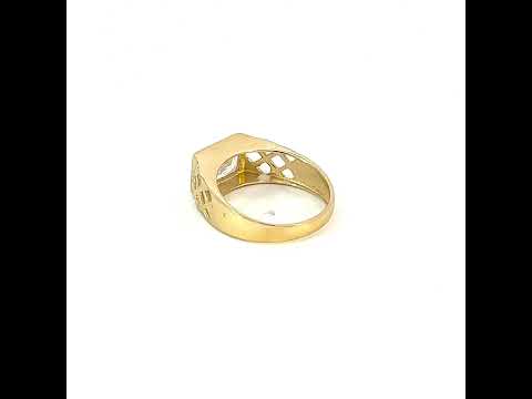 10K Yellow Gold Baby Emerald-cut Cubic-Zirconia Square Fashion Ring