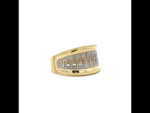 10K Two-tone Gold Womens Greek Key Egyptian Ring