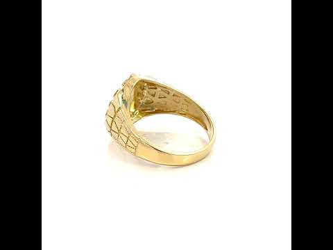 10K Two-tone Gold Mens Guadalupe Religious Nugget Ring