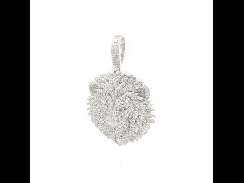 925 Sterling Silver Mens 5.47ct Moissanite Leo/Lion Head Zodiac Sign/Wildlife Pendant