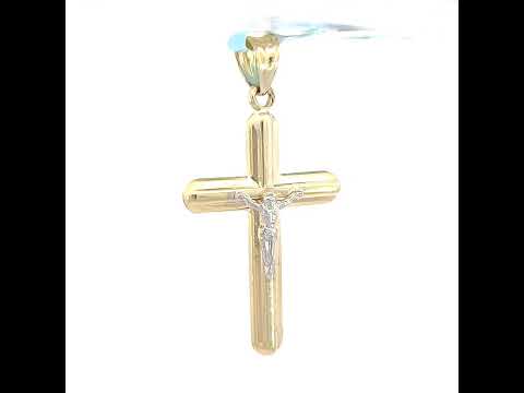 10K Two-Tone Gold Unisex Crucifix Cross Religious Charm Pendant