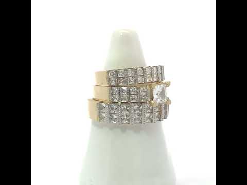 10K Two-tone Gold Princess-cut Cubic-Zirconia His & Hers Trio Ring Set