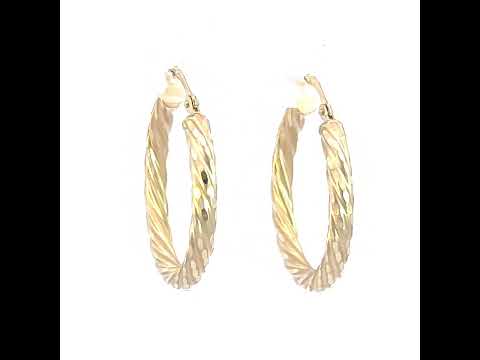 10K Yellow Gold Womens Diamond-cut Spotted Patterned Fancy Hoop Earrings 3mm-25