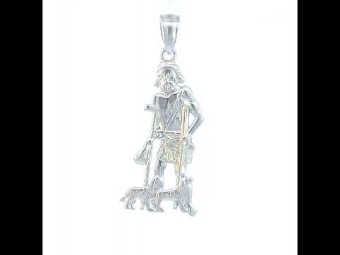 925 Sterling Silver Mens St. Lazarus Religious Charm Pendant