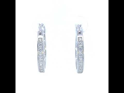 925 Sterling Silver Womens Cubic-Zirconia Inside-Out 3mm-20 Hoop Earrings