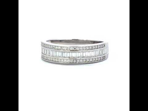 925 Sterling Silver Womens Baguette Round 1.20ct Moissanite Fashion Wedding Band Ring Size 11