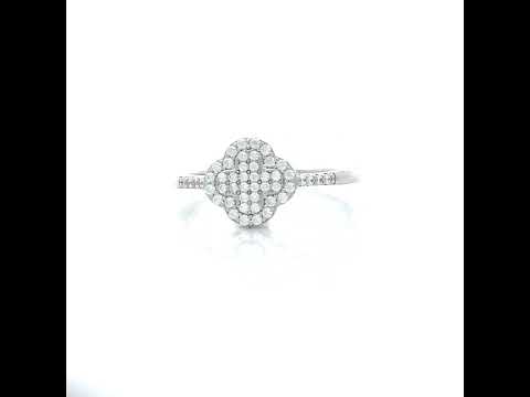 925 Sterling Silver Womens Cubic-Zirconia Clover Good Luck Ring Size 10