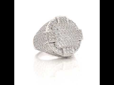 925 Sterling Silver Mens Cubic-Zirconia Cluster Round Head Fashion Ring Size 11