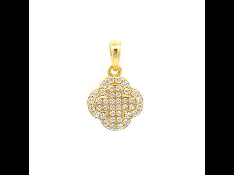 925 Sterling Silver Yellow-tone Womens Cubic-Zirconia Clover Goodluck Charm Pendant