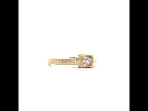 10K Yellow Gold Womens Princess-cut Cubic-Zirconia Square Head Toe Ring