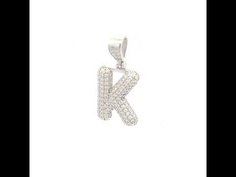 925 Sterling Silver 1.00ct Moissanite Initial Alphabet K Charm Pendant