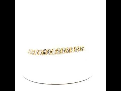 10K Two-Tone Gold Womens Link Bracelet Size 8 Inches