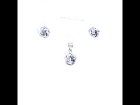 925 Sterling Silver Womens Love Knot Earrings And Pendant Set