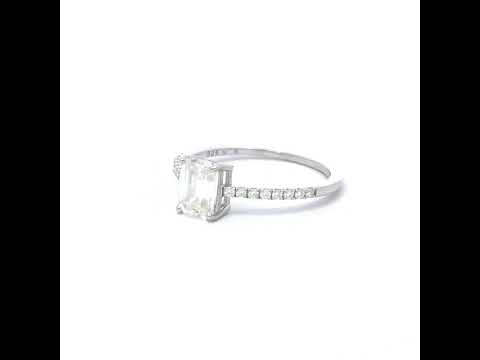 925 Sterling Silver Womens Emerald Round Moissanite Engagement Ring Size 8