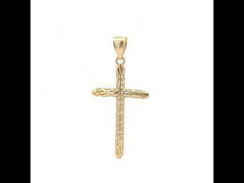 10K Yellow Gold Unisex Filigree Cross Religious Charm Pendant