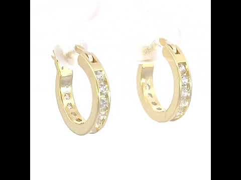 925 Sterling Silver Womens Cubic-Zirconia 3mm-14 Hoop Earrings