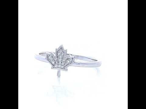 925 Sterling Silver Womens Cubic-Zirconia Maple Leaf Fashion Ring Size 6
