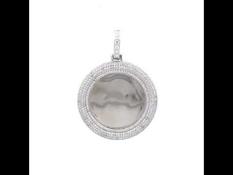 925 Sterling Silver Unisex Round 2.72ct Moissanite Memory Picture Frame Charm Pendant