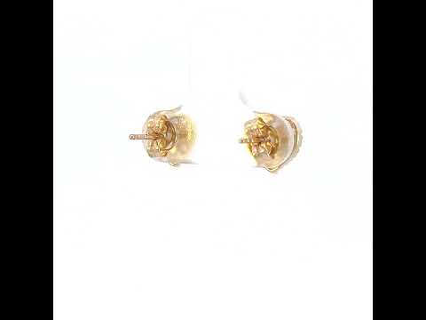 10K Yellow Gold Womens Aqua Blue White Cubic-Zirconia Heart Stud Earrings